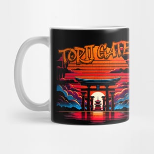 Meiji Shrine Torii Gate Sunset Graffiti Design Mug